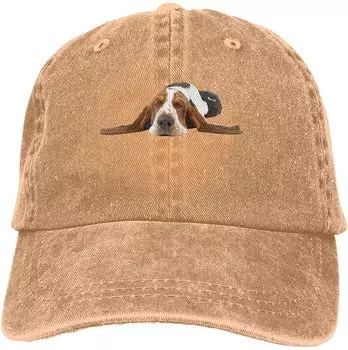 Джинсовая кепка Basset Hound Dog Sleep Бейсбольная кепка для папы Регулируемая классическая стираная спортивная кепка из 100% хлопка для женщин унисекс One Size