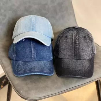 джинсовая кепка летняя легкая бейсболка для повседневной носки женская универсальная закругленная шляпа от солнца мужская прилив большая окружность головы M56-58cm
