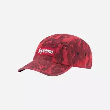 Джинсовая кепка Supreme Flames из жаккардового денима, красный 23SS -
