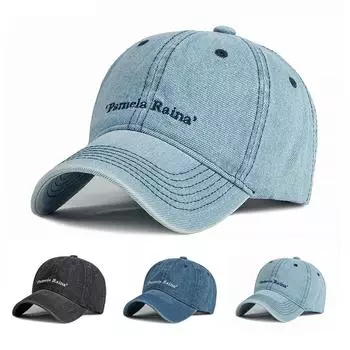 Джинсовая кепка весна-лето мужская вышитая буква солнцезащитный крем шляпа от солнца женская бейсболка чёрный