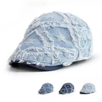Джинсовая кепка женская берет весна осень кепка мужская кепка с козырьком синий