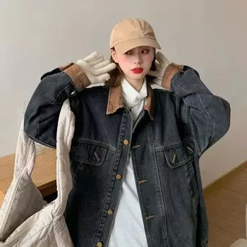 Джинсовая куртка больших размеров, женская повседневная свободная удобная куртка на пуговицах, винтажные топы с длинными рукавами S
