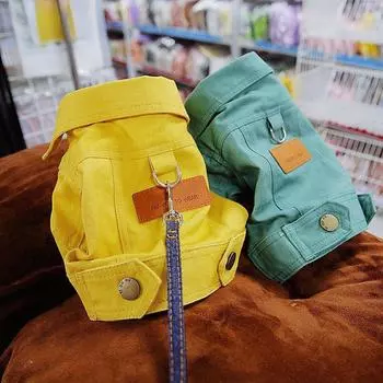 Джинсовая куртка для домашних животных Джинсовая куртка для собак Одежда для домашних животных Джинсовая плюшевая мишка для собак Осенняя одежда для собак XS