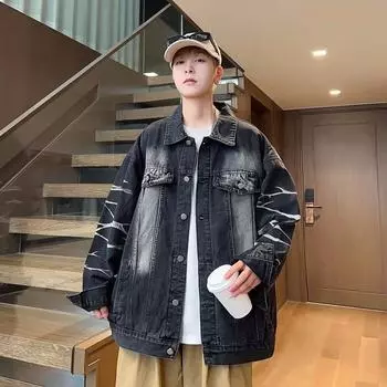 Джинсовая куртка для мальчиков, сезон High Sense, Ruffian Handsome Fried Street, куртка бренда National Tide, дизайн Sense Niche, модная куртка M синий