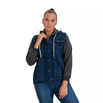 Джинсовая куртка Fierte больших размеров Rg9725 со съемным капюшоном и рукавами