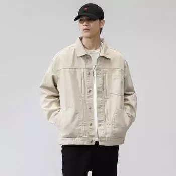 Джинсовая куртка мужская новая весенняя модная марка Гонконгский ветер тренд карго свободный повседневный пальто мода все топ S