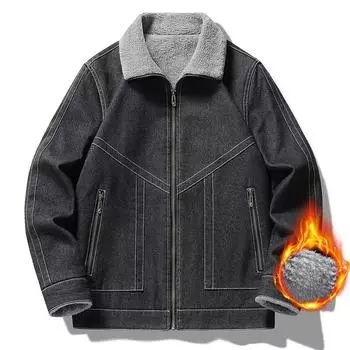 Джинсовая куртка мужская осень и зима новый простой большой размер корейский стиль стираный ретро мотоциклетный топ мужская куртка хлопковая куртка модная M