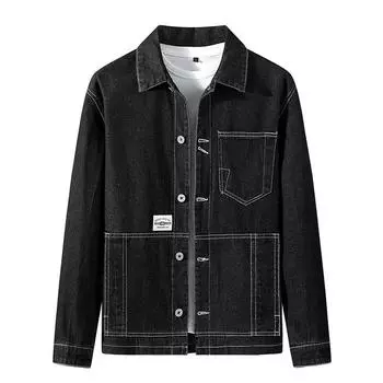 Джинсовая куртка мужская осенняя корейская тенденция универсальные топы с лацканами новые осенние и зимние мужские куртки M
