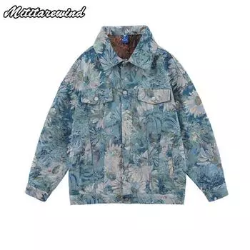 Джинсовая куртка мужская уличная весна и осень новая японская синяя винтажная американская модная свободная повседневная одежда в стиле хип-хоп L