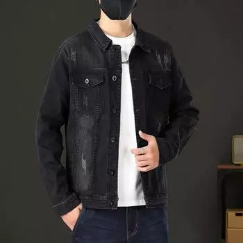 Джинсовая куртка мужская весенне-осенняя повседневная куртка в стиле ретро с вышивкой для пары 2XL