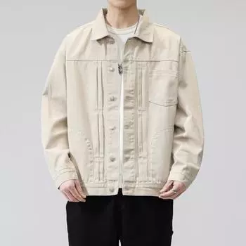 Джинсовая куртка мужская весенняя гонконгская модная свободная повседневная куртка модный универсальный топ S
