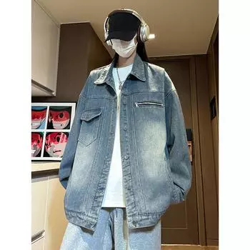 Джинсовая куртка мужская весенняя куртка мужская повседневная мужская оснастка, весенняя и осенняя куртка для пары M чёрный