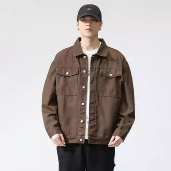 Джинсовая куртка мужская весенняя новая свободная модная брендовая красивая джинсовая одежда весенне-осенняя мужская куртка карго прилив S