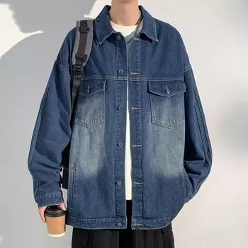 Джинсовая куртка мужская весна и осень новый ретро старый гонконгский стиль пара свободная молодежная повседневная куртка M