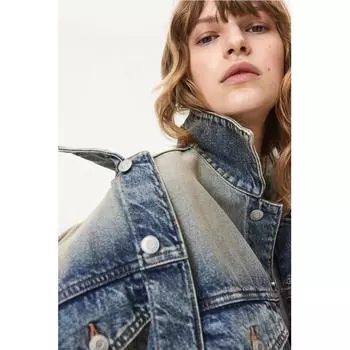 Джинсовая куртка оверсайз HM джинсовая синяя