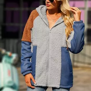 Джинсовая куртка с длинными рукавами и карманом-молнией средней длины из пузырчатого бархата в стиле пэчворк S