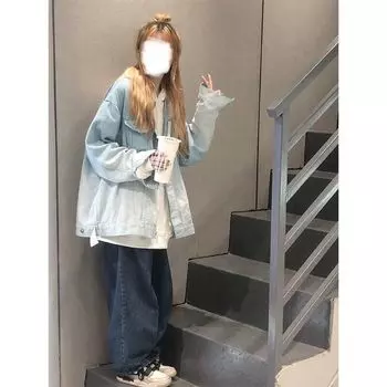 Джинсовая куртка с градиентом в стиле хип-хоп, женская весенне-осенняя нишевая куртка для пары, шикарная ретро-куртка L розовый