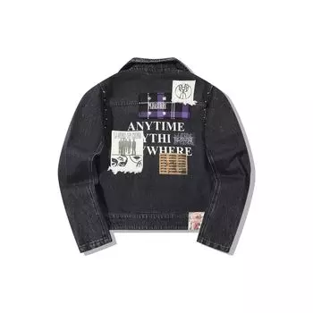 Джинсовая куртка с графическим принтом Li Ning X Pleasures Back Женская куртка черного цвета AJDT758-1 S