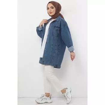 Джинсовая куртка с карманами Tsd2519 Голубая