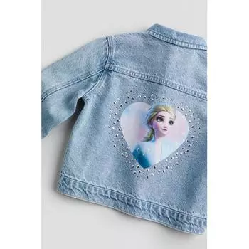 Джинсовая куртка с принтом HM джинсовая синяя Frozen