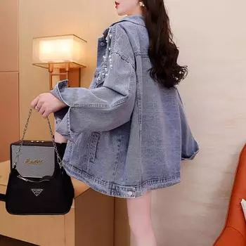 Джинсовая куртка в стиле тяжелой промышленности для женщин 2024 года, новая весна и осень, иностранный стиль, интернет-знаменитость, универсальный топ в ленивом стиле S (recommended 85-55kg) синий