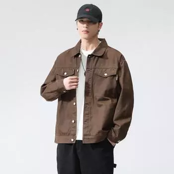 Джинсовая куртка весна новый тренд ретро свободная японская универсальная джинсовая куртка S коричневый