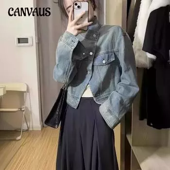 Джинсовая куртка женская, весенне-осенняя, популярная, шикарная, темпераментная, топы для пожилых людей ранней весны S джинсовый синий