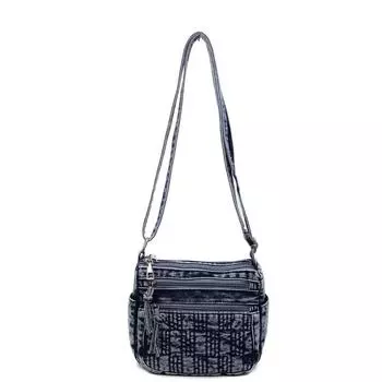 Джинсовая маленькая квадратная сумка Женская сумка через плечо темно-синий