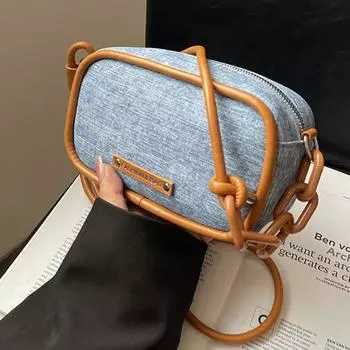 Джинсовая мини-сумка через плечо для женщин, новые модные маленькие квадратные сумки на плечо с буквами, простые женские кошельки для мобильных телефонов в стиле пэчворк Mini(Max Length<20cm)