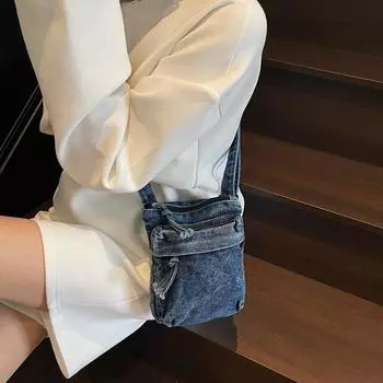 Джинсовая мини-сумка для мобильного телефона Commuter Small Bag Женская сумка через плечо светло-синий