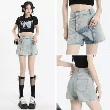 Джинсовая мини-юбка с высокой талией, женская сексуальная обтягивающая сумка для девочек, облегающие юбки на бедрах, женские тонкие антибликовые короткие юбки, женские M синий