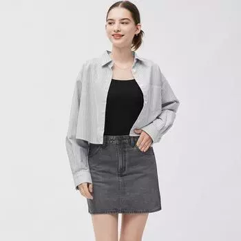 Джинсовая мини-юбка с заниженной талией GU by Uniqlo+E