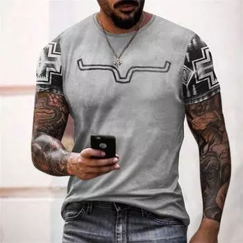 Джинсовая новинка, мужская футболка с горячим принтом, рубашка с тотемом в стиле ретро, мужская летняя толстовка с круглым вырезом, дешевый модный дышащий топ с 3D принтом S