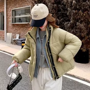 Джинсовая планка с отстрочкой, искусственная куртка из двух предметов на хлопковой подкладке, короткое теплое пальто с толстым вертикальным воротником и толстым вертикальным воротником M чёрный