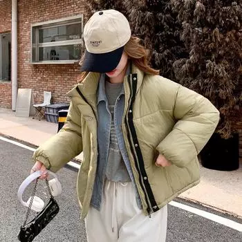 Джинсовая планка с отстрочкой, искусственная куртка из двух предметов на хлопковой подкладке, короткое теплое пальто с толстым вертикальным воротником и толстым вертикальным воротником M чёрный