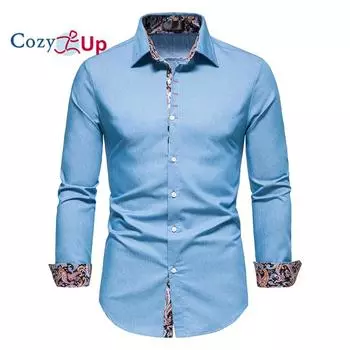 Джинсовая рубашка Cozy Up с длинными рукавами S синий