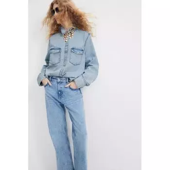 Джинсовая рубашка HM светло-голубого цвета