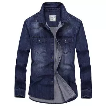 Джинсовая рубашка с длинными рукавами для мужчин на весну и осень, дышащий зеленый хлопок, модная, повседневная, красивая и универсальная рубашка для мужчин. S