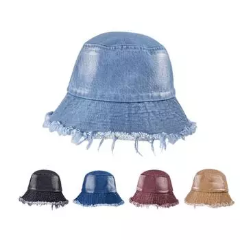 Джинсовая рыбацкая шляпа, летняя шляпа для бассейна, женская солнцезащитная шляпа с солнцезащитным козырьком чёрный