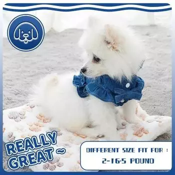 Джинсовая шлейка для домашних животных, джинсовый жилет для собак, одежда для собак на весну и лето, модный наряд, французский бульдог для щенков чихуахуа, темно-синий M синий