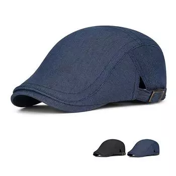 Джинсовая шляпа Молодежная кепка Мужская кепка с язычком вперед Весна Осень Берет синий