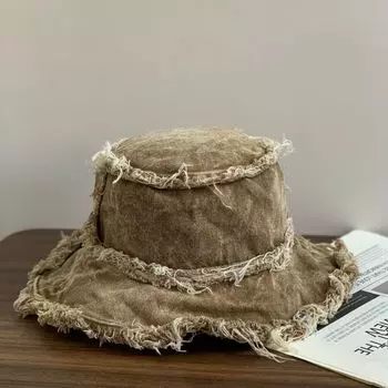 Джинсовая шляпа-тазик женская летняя модная маленькая повседневная универсальная шляпа-ведро уличная старая грубая шляпа от солнца M56-58cm розовый