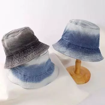 Джинсовая шляпа-ведро 2025 года, новая контрастная потертая шляпа в стиле ретро, женская шляпа для защиты от солнца на весну и лето M56-58cm
