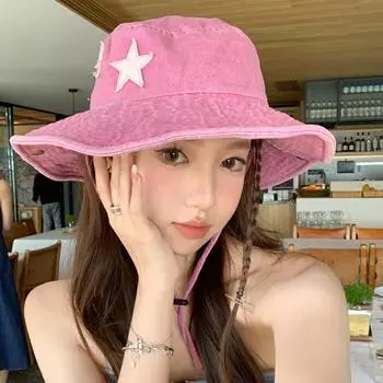 Джинсовая шляпа-ведро, женская летняя модная шляпа с большими полями для альпинизма, защита лица от солнца Adjustable серый