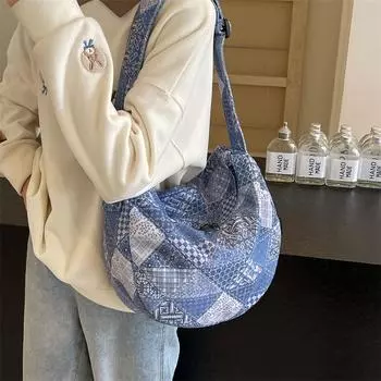 Джинсовая сумка большой вместимости, женская большая сумка через плечо, сумка через плечо