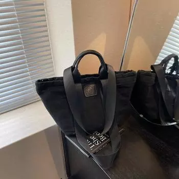 Джинсовая сумка большой вместимости, женская новая портативная сумка-мессенджер через плечо для поездок на работу, ретро-тренд, сумка-тоут чёрный