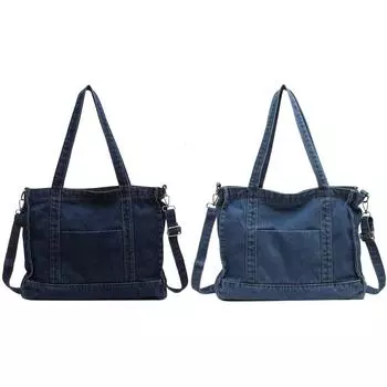 Джинсовая сумка через плечо для женщин, большая винтажная сумка-мессенджер, дизайнерские сумки, высококачественные сумки через плечо, сумка-тоут для покупок светло-синий