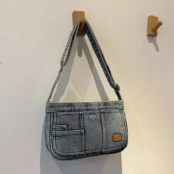 Джинсовая сумка через плечо для женщин, маленький рюкзак, сумка для покупок, студенческая ретро-сумка для девушек и старая корейская мода, новая
