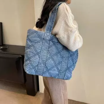 Джинсовая сумка через плечо Женская сумка Большая сумка синий