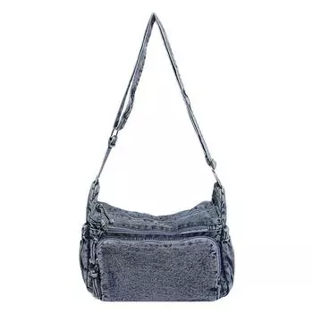 Джинсовая сумка через плечо Женская сумка кроссбоди Дорожная сумка большой вместимости Подмышечная сумка темно-синий